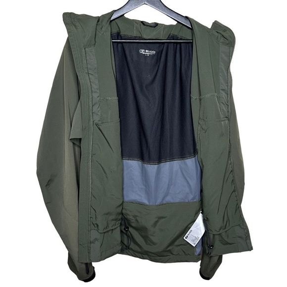 SUGOI Versa II Jacket Mens L Olive Green Convertible Vest Hooded Cycling - Picture 5 of 8